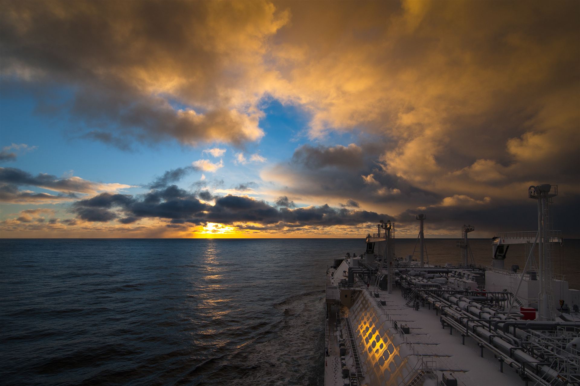 LNG terminal at night with vessels