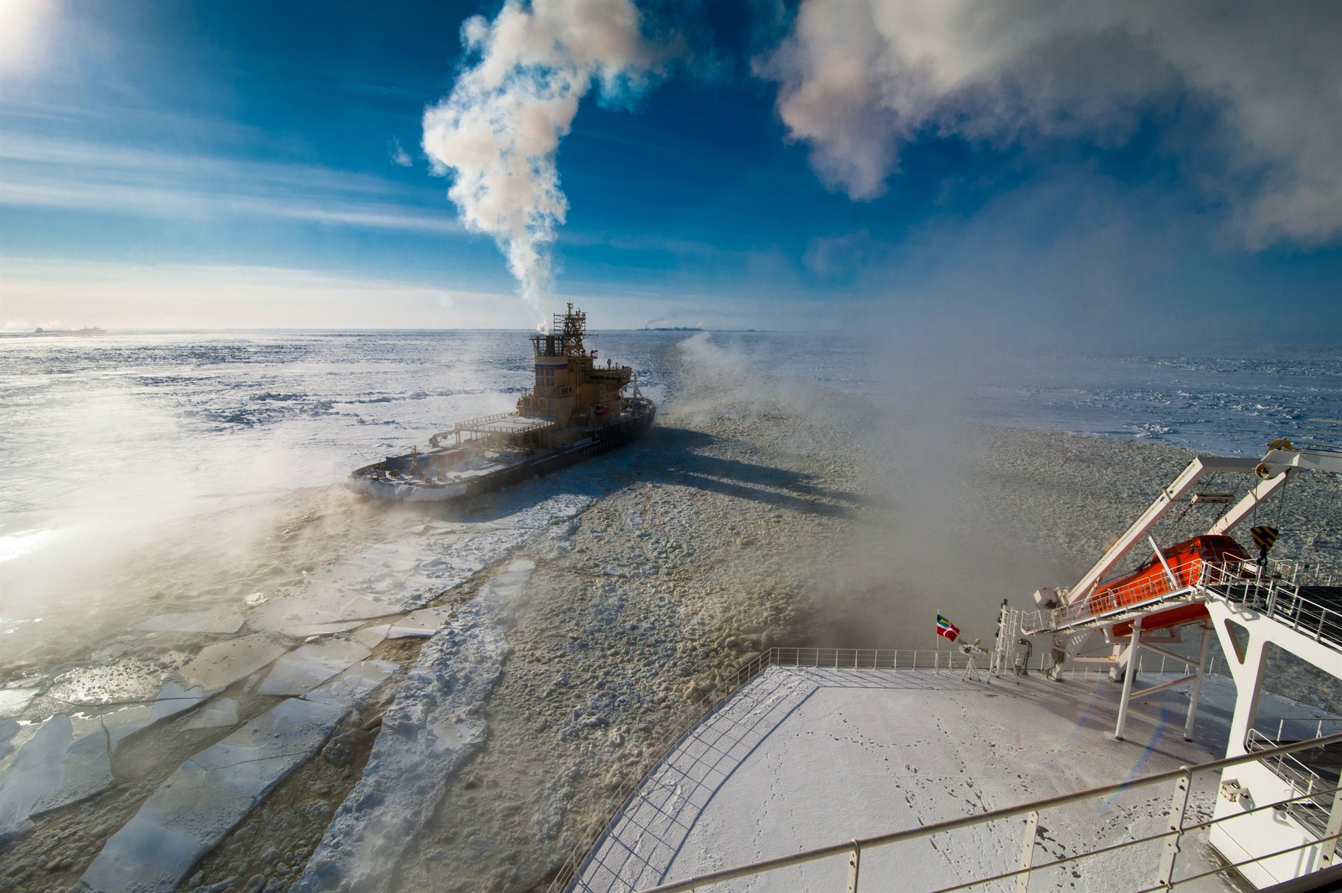 Aurora over LNG carrier